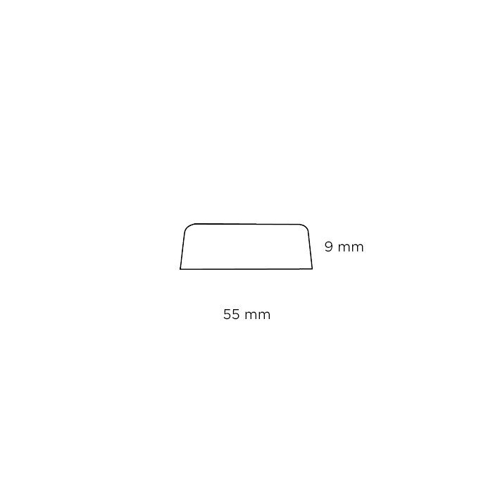 Forkantliste hvid 2 runde kanter - 9 x 55 mm x 3 meter